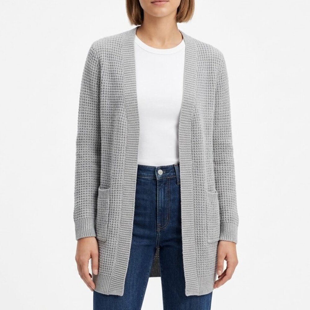 Emma’s Expressions Gray Chunky Knit Cardigan Longline Frazzled English Woman S